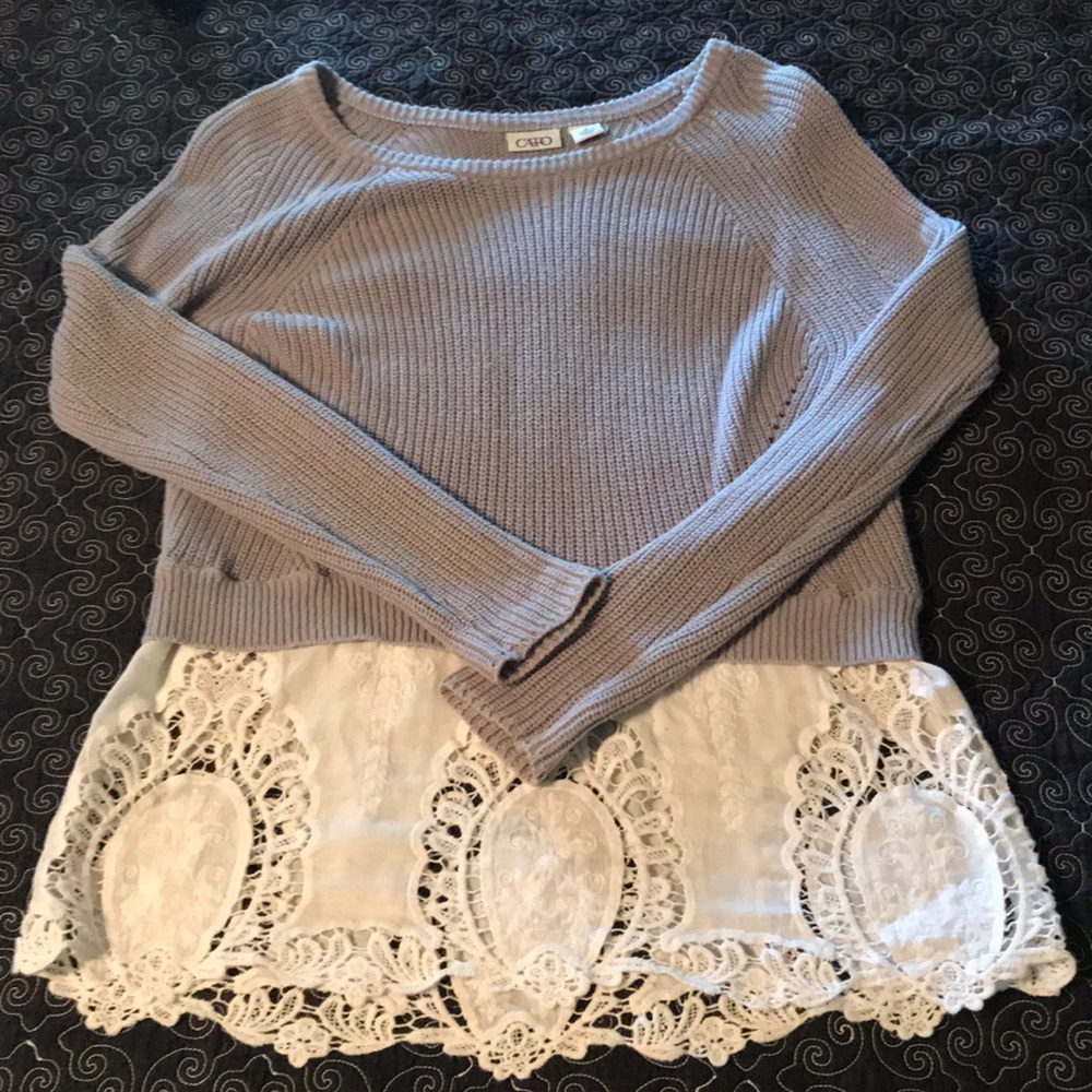 Gray skirted sweater
